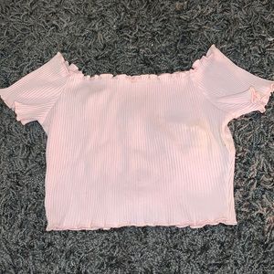 Pink off shoulder crop top